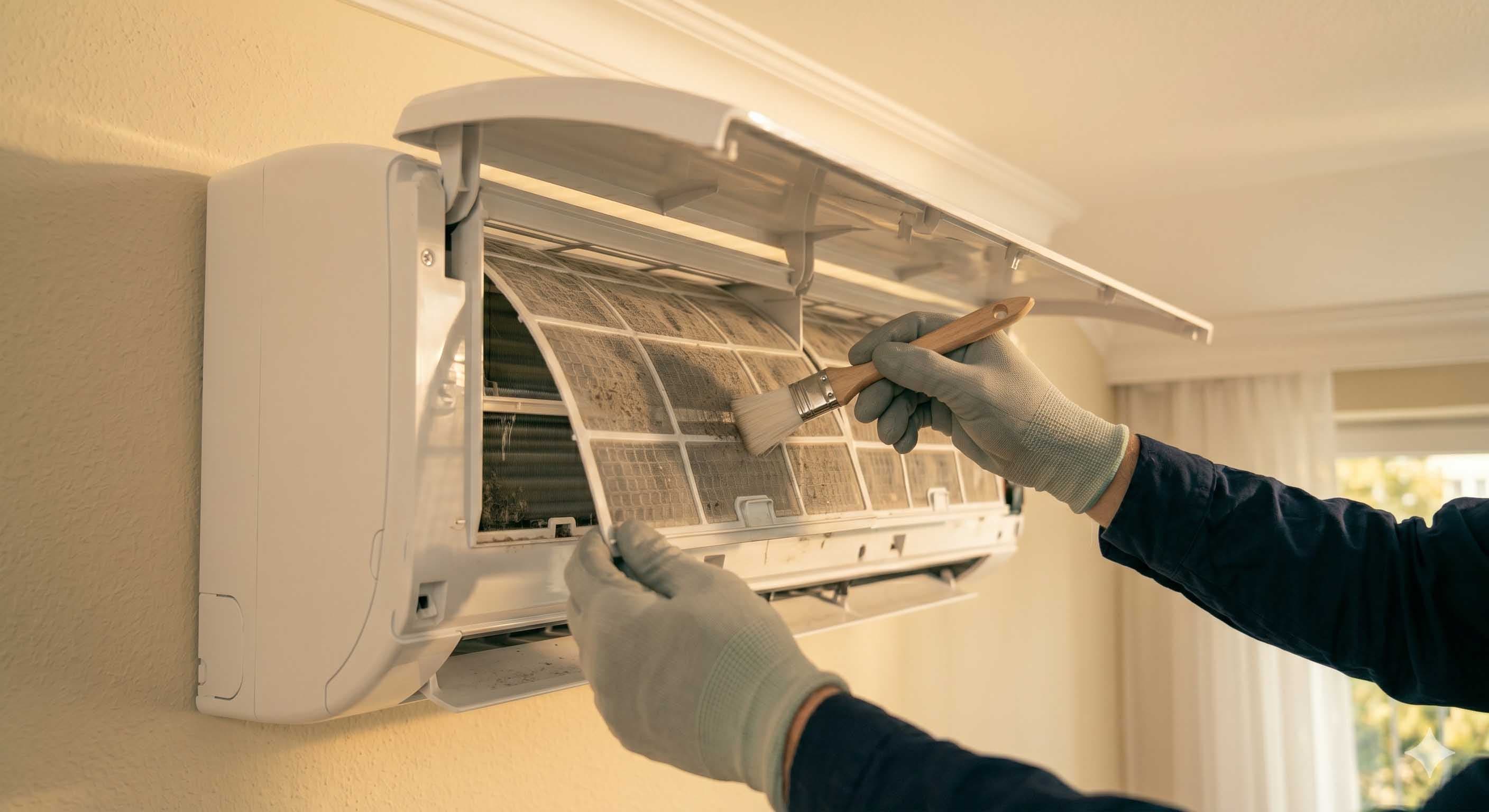 Čištění filtru klimatizační jednotky při servisní prohlídce